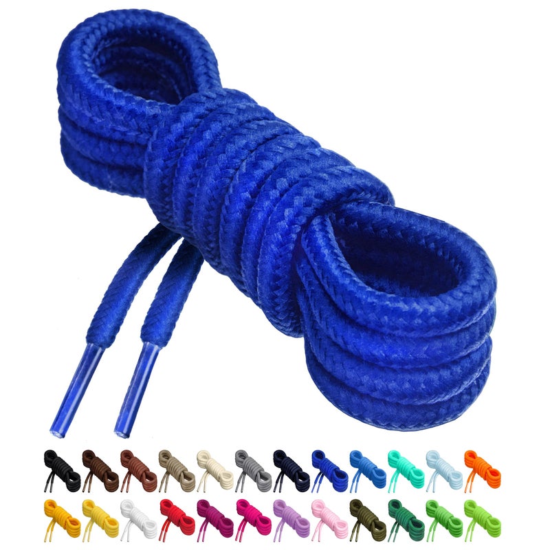 Birch Round Shoelaces 27 Colors 3/16"" Thick Shoe Laces 4 Different Lengths (45.5"" (115cm) - L, Blue) - Image 1